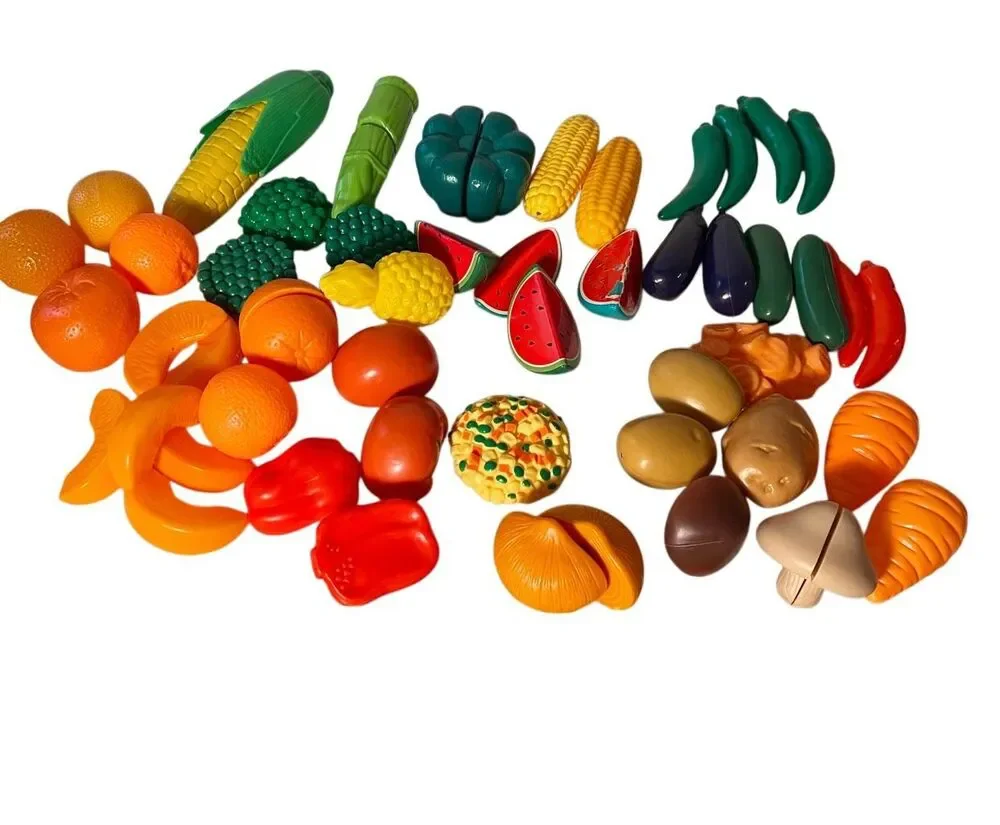 50+ Piece Lot Pretend Play Kids Plastic Vegetables & Fruit Plastic Food